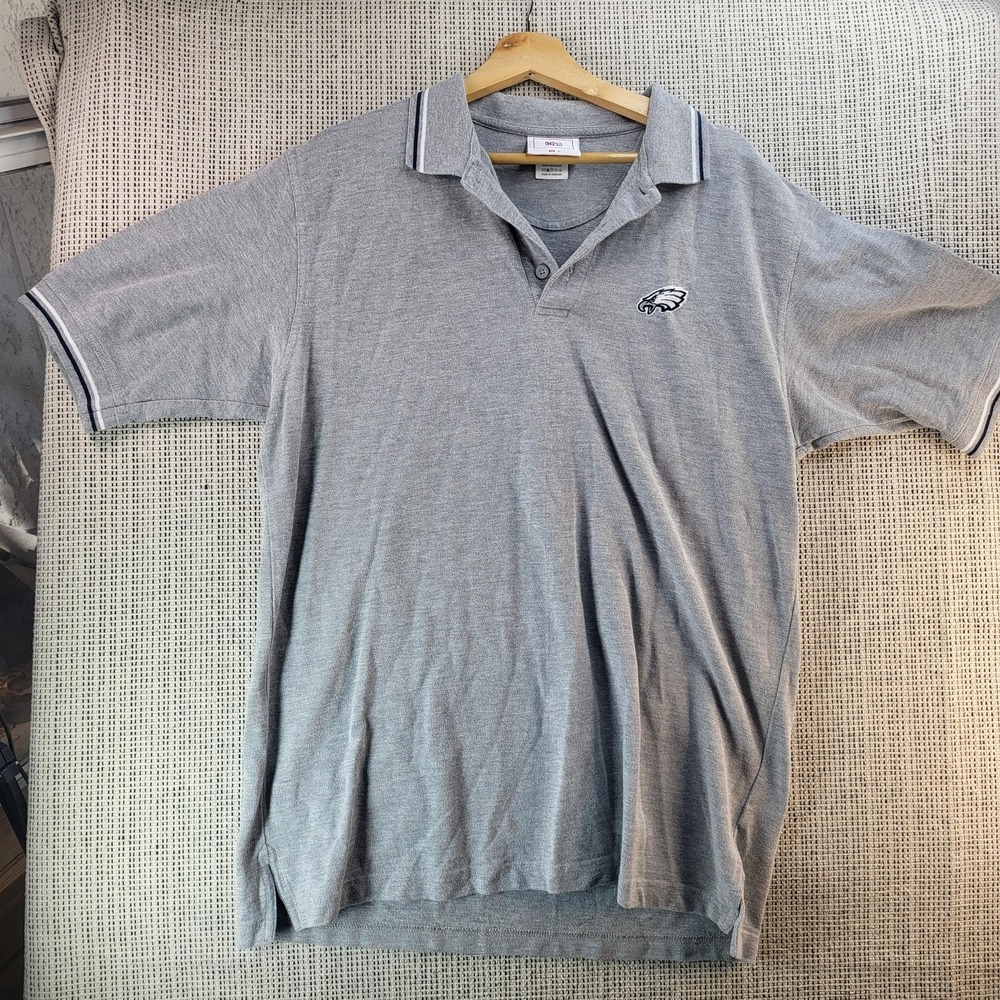 Philadelphia Eagles Shirt Mens Large Gray Polo NFL Football Short Sleeve Team